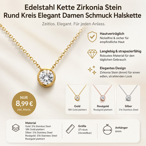 Elegante edelstahl halskette - elegante,