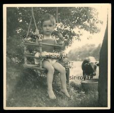 Mädchen Gabriele 1966 Schaukel Kuh Weide Zinkwanne - 1960er - Foto 9x9cm