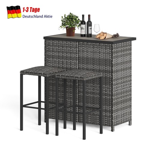 Polyrattan gartenbar set - polyrattan,