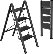 4 Stufen Trittleiter Tower Leiter klappbar Alu Leiter Anti-Rutsch-Stufen 150 Kg