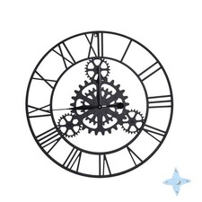 Zahnraduhr Große Wanduhr Im Vintage-Stil Mit Römische Metall Wanduhr 75cm