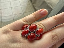 Damenring mit Korallen - 925er