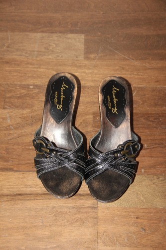 Schwarze mustang leder clogs - leder,