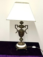 Antik Messing-Marmor-Stoffschirm Tischlampe 1 Flammig 66 cm Hoch