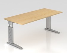 Schreibtisch 180x80cm Bürotisch Unna werkzeuglos höhenverstellbar Gestell Silber