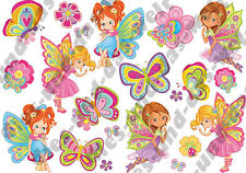 ✿ FEEN ELFEN SCHMETTERLINGE BLUMEN Bügelbilder 21 St. helle od dunkle Stoffe NEU