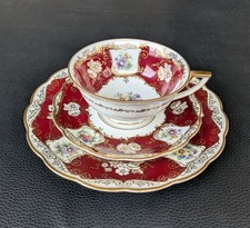 1937 Königlich Tettau Sammeltasse Sammelgedeck Gold Rot Blau Gelb Blumen Rosen