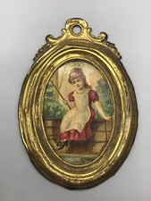 Erhard &Söhne Bild Bilderrahmen Goldblech Puppenstube Zubehör Antik Alt