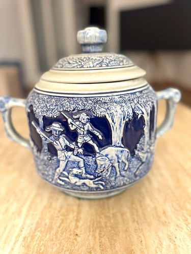 Blau weiße keramik - keramik, zuckerdose