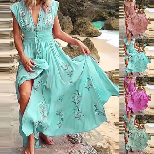 Damen blumen strandkleid - blumen,