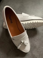 Heine Damen echt Leder Slipper  Loafer Quaste "weiß" Gr. 41 UVP:119€ 