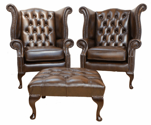 Chesterfield leder sessel set - sessel,