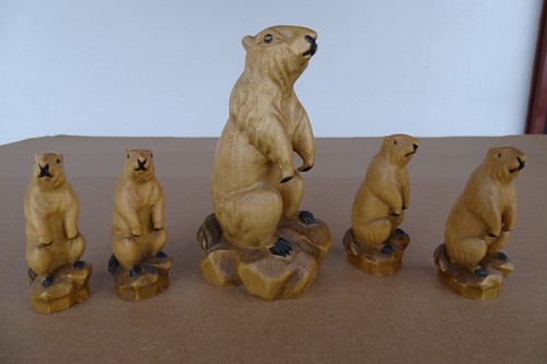 Murmeltier familie holz - 5x,