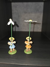 2 Alte Erzgebirgische Volkskunst Blumenmädchen von Blank Erzgebirge Handarbeit