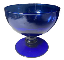 Kobaltblauer Eisbecher Glasfuß 11 cm hoch Vintage