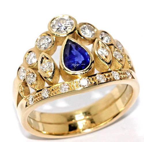 Ring gold saphir 65c - saphir, diamant
