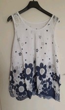 Tunika Italy Mode  weiß/blau/grau/beige gemustert Einheitsgröße