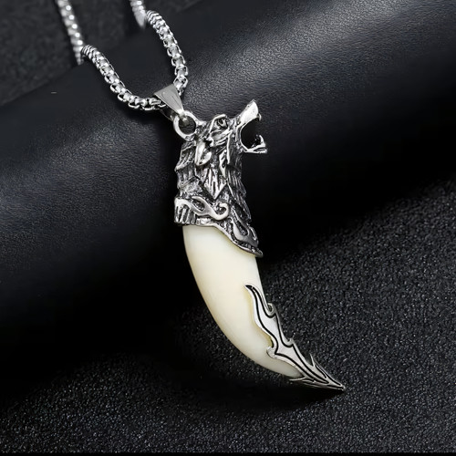 Wikinger wolf zahn kette - wikinger,