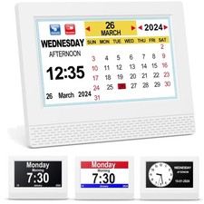 Digitaler Kalender Wecker 7'' LCD Seniorenuhr mit Alarm Datum Uhrzeit