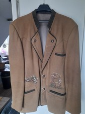 Trachten Jacke Janker Handgefertigt Lammleder mit Stickerei Gr.54