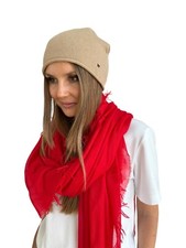 Max Mara Intrend Accessoires Beanie Mütze  100% Kaschmir  Beige  Logo NP: 159,00