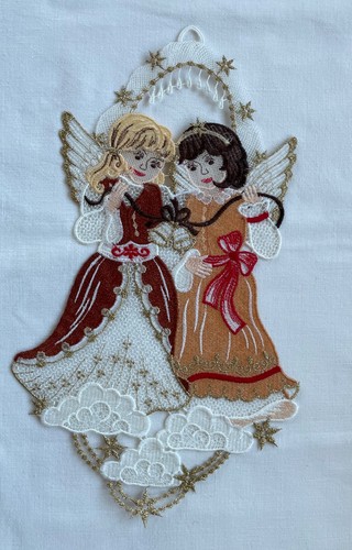 Fensterbild zwei engel mit - ,