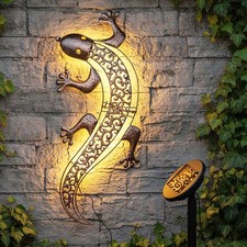 Solar Wand Bild Gecko bronze -