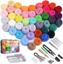 45 Farben Nadelfilz Set, Filz Starterset Filzwolle Nadelfilzen Set Mit Filznadel