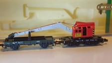 Minitrix 3590 Spur N Kranwagen Krupp mit Ablagewagen in OVP in Top Zustand