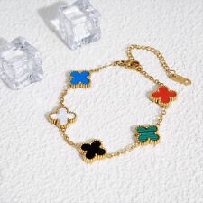 13mm Classic Blumenkette Armband 18 K vergold. Kleeblatt