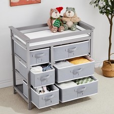 Wickelkommode Wickelregal Babymöbel Kommode Wickeltisch mit 6 stoffSchubladen