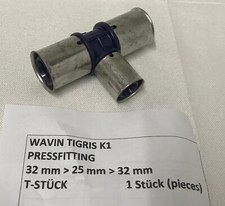 Restmaterial Wavin Pressfitting Tigris K1 T-Stück 32/25/32 Reduzierung