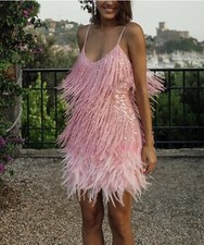 Kleid Mit Fransen und Federn