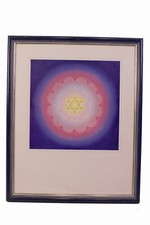 2 gerahmte Bilder Herz und Wurzel Chakra hinter Glas 54 x 44 cm  blau Lila