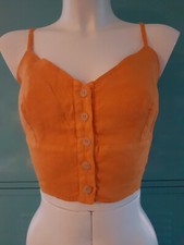 120% Lino Corsage Top 100% Leinen orange Gr. 36 neuwertig