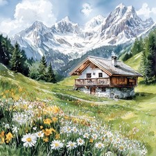 Wandbild Bauernhof Almwiese