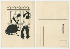 111359 - Zwei Metzger schlachten Schwein - alte Ansichtskarte