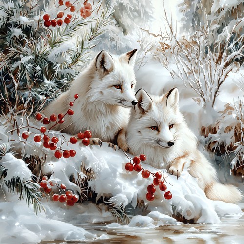 Wandbild füchse polarfuchs - füchse,