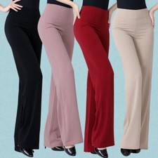 Damen Ballroom Modern Latin Dance Hose Schlanke Passform Übung Ausgestellte Hose