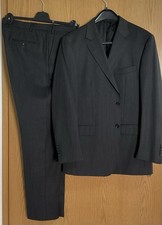 Balmain Anzug  Herren Gr. 56 Dunkelgrau Wolle Regular Fit