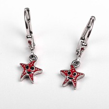 Mädchen Ohrringe See Stern rot Seestern Kinder Ohrhänger Hänger Echt Silber 925
