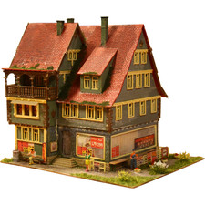 Diorama H0/1:87 Vollmer Gebäude Altstadt Wohnhaus Bio Supermarkt Top gealtert