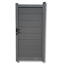 WPC Tür Aluminium Gartentür Zauntür Tor Gartentor Alu Rahmen Anthrazit 90X180 cm