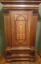 Antik Garderobe Kleiderschrank Intarsien um 1880 top restauriert