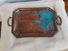 altes  Kupfer Tablett  Messing  Nostalgie Gartenküche Requisite Shabby 255 A