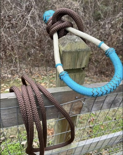 Teal rawhide bosal with brown - bosal,