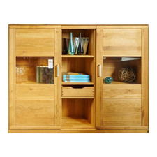 Decker Highboard Pablo Wildeiche Natur Geölt Inklusive Beleuchtung