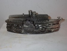 Seltene uralte Jugendstil Spardose versilbert in Form eines Bodensee Raddampfers