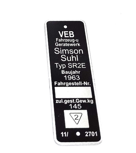 Rahmenplakette typenschild - rahmenplakette,