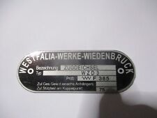 Typenschild Anhänger Zugdeichsel WZD3 westfalia oldtimer vorrichtung Schild S82